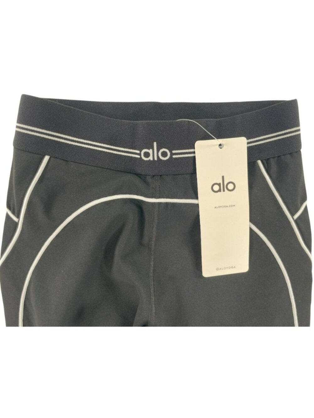 Alo Airbrush High-Waist Heart Throb Leggings Black Yoga Stretchy Wmn's Sz XS NEW - Picture 3 of 9